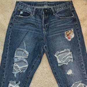 ARTICLES OF SOCIETY Distressed/Patch Blue Denim Jeans